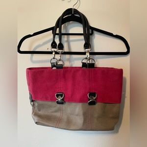 Y2k reversible tote pink grey pleather